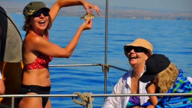 Maita thinks she made a great catch while out on our fishing boats in Favignana. Sadly, she had to return it to the sea